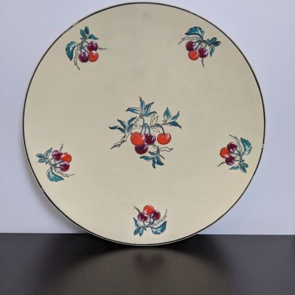 Antique 1930s Longwy handpainted cherry platter - Picture 4 of 13
